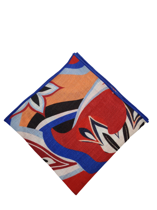 70's Red Linen Pocket square